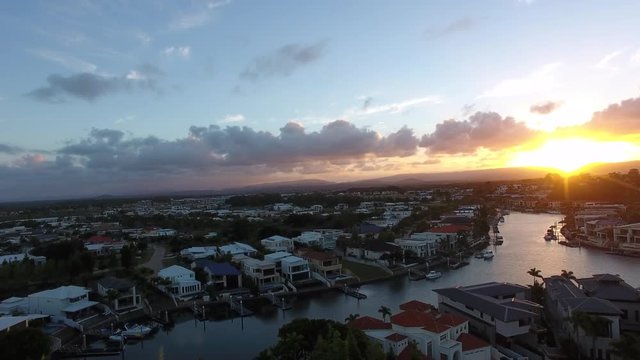 rising with sunset in residential complex