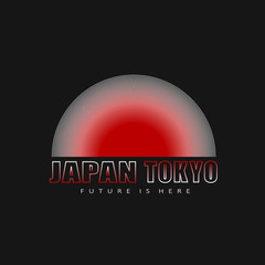Naklejka premium Ilustracja wektorowa z frazą "Tokio. Japonia".