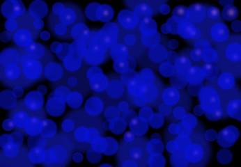 Abstract Festive Bokeh Blue Background. Christmas Blur Light Pattern. Digital Illustration.