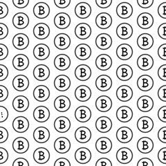 Bitcoin, seamless pattern, crypto currency. Vector illustration, finance. Sign.