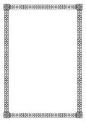 Ornate rectangular black border. A4 proportions. Book cover decoration, icon case.