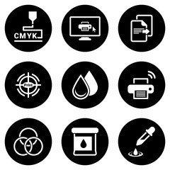 Fototapeta premium Set of simple icons on a theme printing, vector, design, collection, flat, sign, symbol,element, object, illustration, isolated. White background