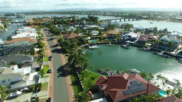 aerial view of Sovereign Island, Paradise Point, Australia