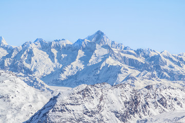 Fototapeta na wymiar The mountain range in Saas Fee, Switzerland