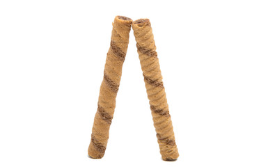 waffle chocolate rolls isolated