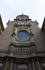 Facade of church in a Benedict monastery of Santa Maria de Montserrat situated in Catalonia, Spain