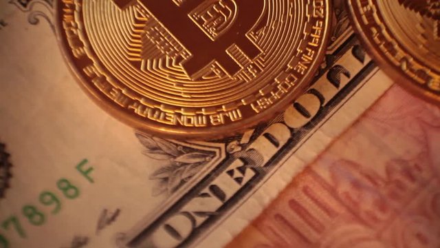 Cripto Currency Bitcoin. US Dollar, Euro