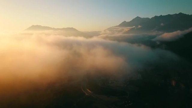 Clouds Mountain Landscape. Sunset, Krasnaya Polyana, Sochi