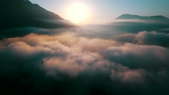 Clouds Mountain Landscape. Sunset, Krasnaya Polyana, Sochi