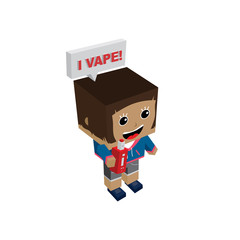 Obraz premium isometric block electric cigarette girl personal vaporizer