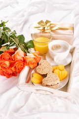 Breakfast with roses for Valentine's Day