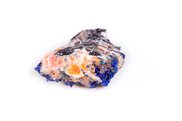 Macro Mineral Stone Azurite on white background