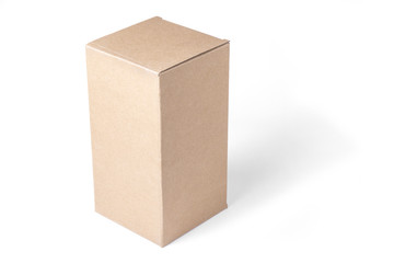 Closed paper box on the white background