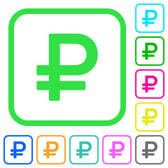 Ruble sign vivid colored flat icons icons