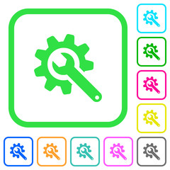 Wrench with cogwheel vivid colored flat icons icons