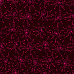 Fototapeta na wymiar pointed stars seamless pattern on burgundy background