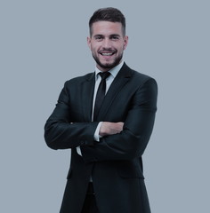 Smiling business man isolated on white