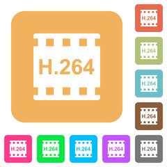 H.264 movie format rounded square flat icons