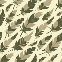 Fototapeta premium Seamless background from vintage of colored feathers. Pattern