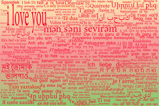 Phrase I love you in different languages of the world