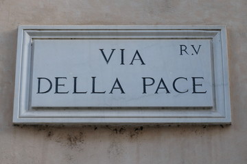 Fototapeta premium Marble plate, Via della Pace, Rome, Italy