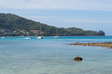 Beach on Phuket island on a sunny day, Thailand
