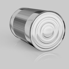 Isolate Tin Can on a Seamless and Slight Reflective Surface