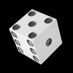 Isolated Floating Black and White Dice on a black background