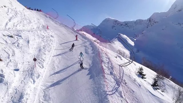 Aerial landscape view of Caucasus Mountains in Gorky Gorod, Sochi, Russia.