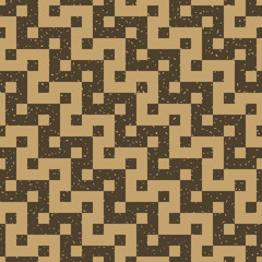 Seamless kraft paper brown and black grunge diagonal vintage pixel Spanish op art pattern vector