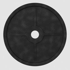 Isolated Floating Iron Weight Plate on a White background