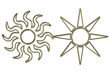 Símbolos de sol dorado.
