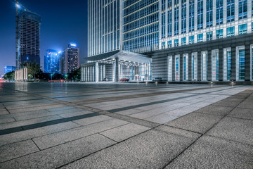 empty brick road nearby office building, china.