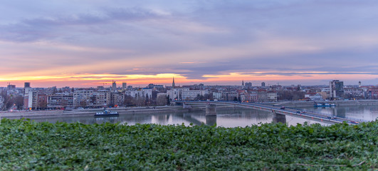Obraz premium Cityscape and sunset at evening time