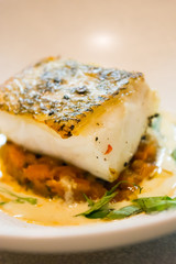 pan fried sea bass with tomato rice