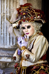 Venice carnival 2017. Venetian Carnival Costume. Venetian Carnival Mask. Venice, Italy.