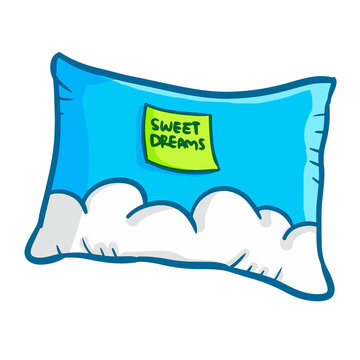Cute and funny cloudy pillow to sleep well - vector.