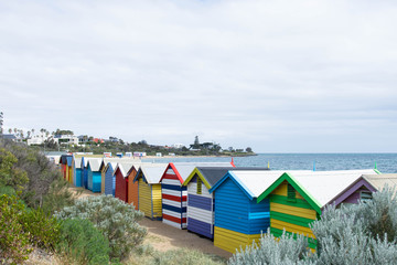 Naklejka premium colourful beach houses at Brighton Beach