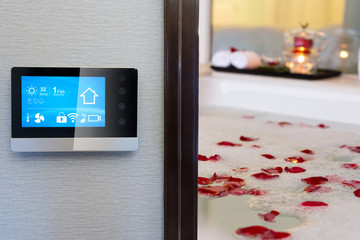 smart screen with smart home with modern spa bathroom