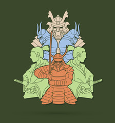 Samurai, Ready to fight composition graphic vector