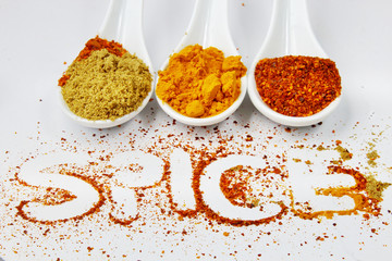 Colorful spices with text spice