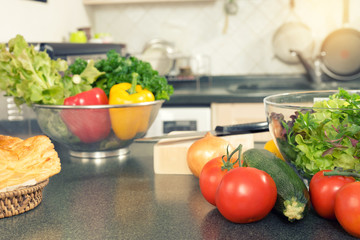 Home modern kitchen prepare raw food product