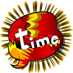 Naklejka premium Time - Comic book style word on abstract background.