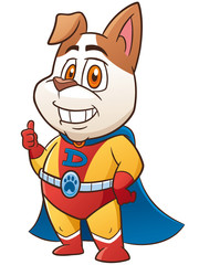 Vector Illustration of Cartoon Dog Hero show ok