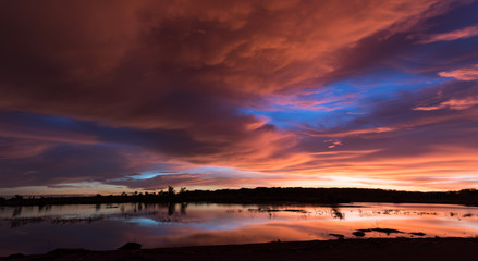 Vibrant sunset at Fogg Dam, Northern Territory, Australia