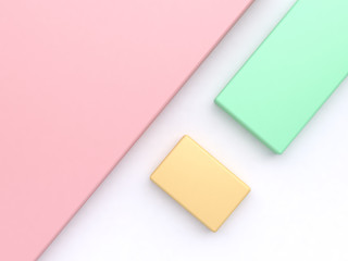 abstract pink green yellow flat minimal background 3d rendering