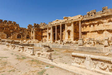 Fototapeta na wymiar Baalbek Ancient city in Lebanon.Heliopolis temple complex.near the border with Syria.remains