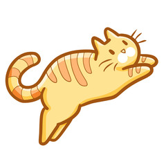 Funny and cute simple yellow orange cat jumping - vector.