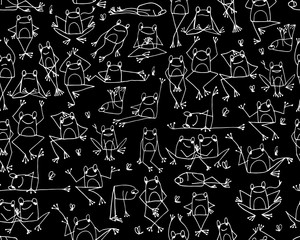 Funny frogs pattern, sketch for your design