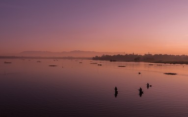 Path of Life of fisherman at river side in Mandalay, Myanmar with wonderful sun light at morning.